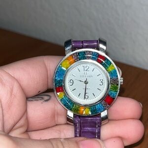 Muranoglas Women's Watch, Murano Glass Trend Fashion Jewelry Watch Purple New